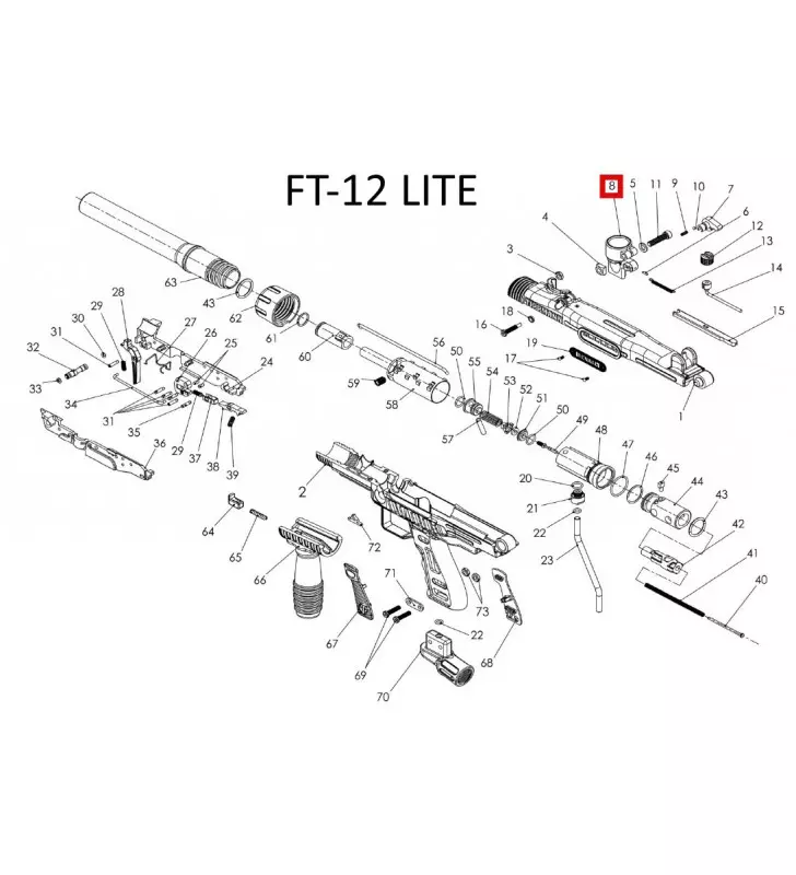 TA45081 - N°8 - FT12 LITE - FEED TUBE .68 CALIBER COMPLETE