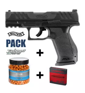 PACK PISTOLET WALTHER PDP COMPACT T4E CAL 0.43 NOIR PAINTBALL